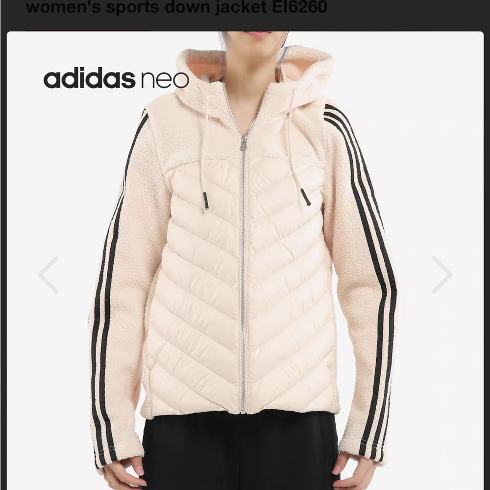 Adidas Down Fleece Jacket, Cream color, S/M, Used